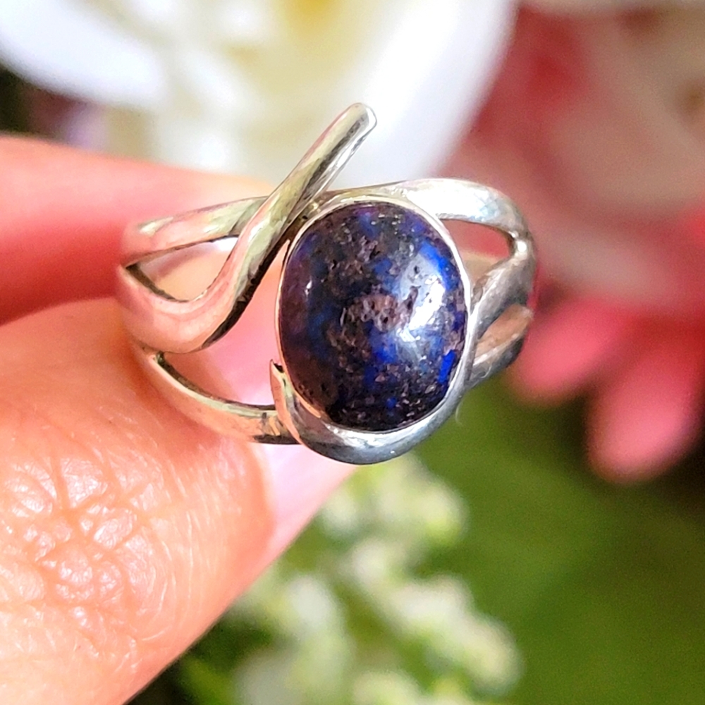 Handmade 925 sterling silver & lapis ring size 8